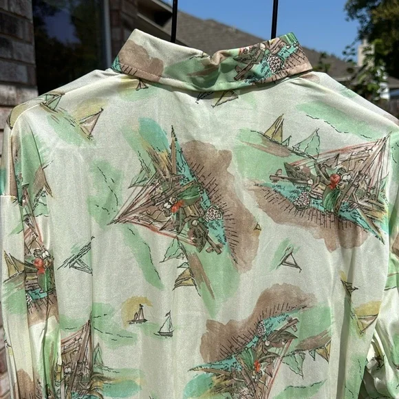 Nos Vintage 1970s Settlers TravelersDisco Pimp shirt XL As Is 1 hole
